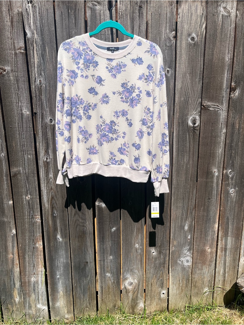 Angels  Cream Crewneck Sweatshirt with Lavender Floral Print size medium